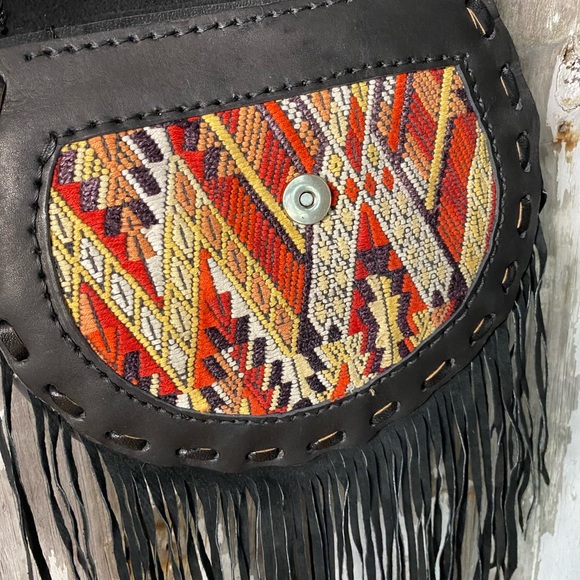 Huipil festival bag fringe artisan textile boho - Picture 3 of 7